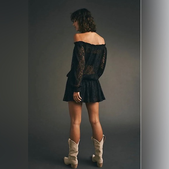 Free People Black Carina Meadow Lace Mini Dress Matching Lace Bandeau Small NWOT - Picture 2 of 9